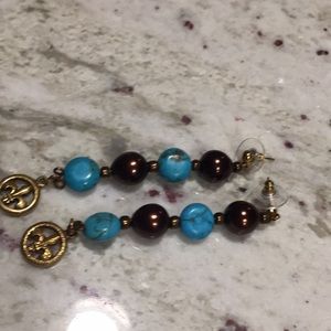 Turquoise earrings and vintage findings by hand